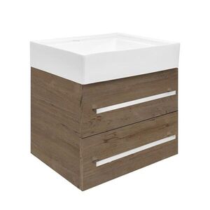 Koupelnová skříňka s umyvadlem SAT Cube Way 60x53x46 cm dub Wellington mat CUBE46602DWSATCW CUBE46602DWSATCW obraz