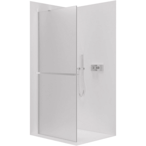 CERANO Sprchová zástěna Walk-in Onyx Y L/P 8 mm kulatá vzpěra + polička/držák na ručníky chrom, mléčné sklo 30x200 CER-8050BD80052 obraz