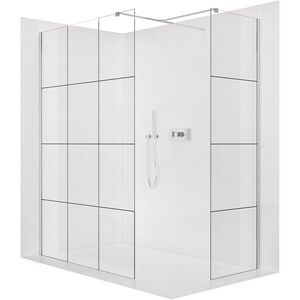 CERANO Sprchová zástěna Walk-in Onyx T L/P 8 mm hranatá vzpěra chrom, industriální sklo 110x110x200 CER-8050BD2766 obraz