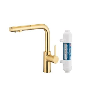 KFA Baterie Duero pure basic pull-out, filtrující s otočnou výtokovou armaturou, broušené světlé zlato + filtr hydro+ 6623-112-39 obraz