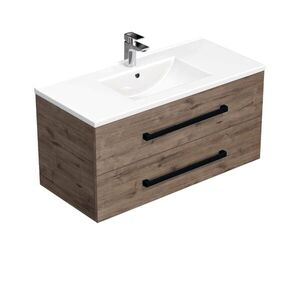 Koupelnová skříňka s černou úchytkou a umyvadlem SAT Cube Way 100x53x46 cm dub Wellington mat CUBE46C1002DWMOD CUBE46C1002DWMOD obraz
