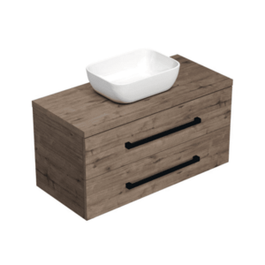 Koupelnová skříňka s černou úchytkou a krycí deskou SAT Cube Way 100x46x47, 5 cm dub Wellington mat CUBE46C1003DWSAT45 CUBE46C1003DWSAT45 obraz