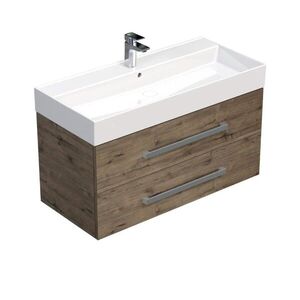 Koupelnová skříňka s umyvadlem SAT Cube Way 100x53x46 cm dub Wellington mat CUBE461002DWSAT CUBE461002DWSAT obraz
