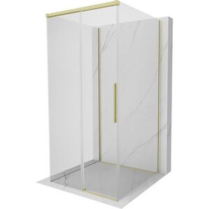 MEXEN/S Rox-3S sprchový kout 3 stěnný , posuvný 100 x 100, transparent, zlato kartáčovaná 8C2-100-100-55-00-3S obraz