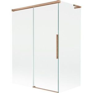 MEXEN/S Rox L vanová zástěna 2-křídlová posuvná 120 + 70 x 150, transparent, měď kartáčovaná 8C9L-120-070-65-00 obraz