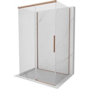 MEXEN/S Rox-3S sprchový kout 3 stěnný , posuvný 130 x 80, transparent, měď kartáčovaná 8C2-130-080-65-00-3S obraz