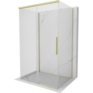 MEXEN/S Rox-3S sprchový kout 3 stěnný , posuvný 155 x 80, transparent, zlato kartáčovaná 8C2-155-080-55-00-3S obraz