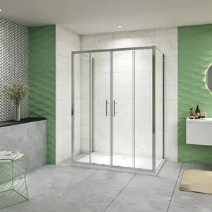 H K Sprchový kout do U SYMPHONY D4 120 × 70 × 70 s posuvnými dveřmi – chrom, včetně sprchové vaničky z litého mramoru SE-SYMPD41207070/THOR-12070 obraz