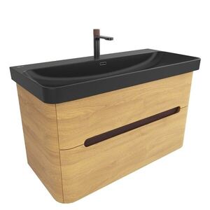 Koupelnová skříňka s umyvadlem SAT Fusion 97, 5x53x45 cm dub medový mat SATFUS2100DMBKMB SATFUS2100DMBKMB obraz