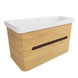 Koupelnová skříňka s umyvadlem SAT Fusion 97, 5x53x45 cm dub medový mat SATFUSION2100DMMW SATFUSION2100DMMW obraz