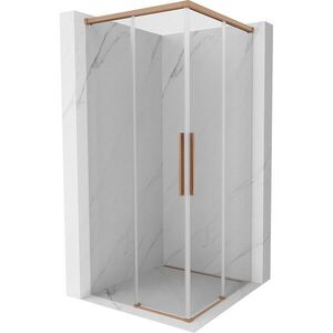 MEXEN/S Rox Duo sprchový kout posuvný 90 x 90, transparent, měď kartáčovaná 8C2D-090-090-65-00 obraz
