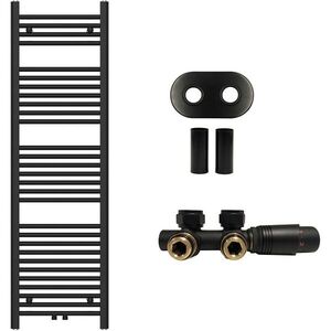 CERANO Koupelnový radiátorový set Benito ústřední vytápění středové připojení 50 mm 583W černá matná 1500x450 mm CER-818021 obraz