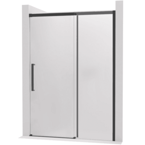 CERANO Sprchové posuvné dveře Lantono pravá 8 mm Soft-Close černá matná, mléčné sklo 140x195 CER-663163 obraz