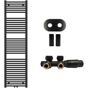 CERANO Koupelnový radiátorový set Benito ústřední vytápění středové připojení 50 mm 703W černá matná 1700x450 mm CER-880351 obraz