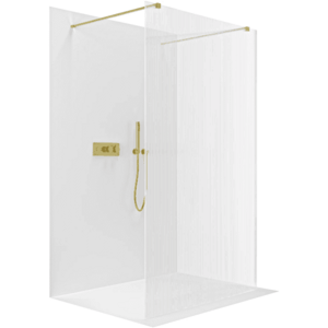 CERANO Sprchová zástěna Walk-in Onyx Duo L/P 8 mm hranatá vzpěra zlatá, rýhované sklo 160x200 CER-8050BD1935 obraz