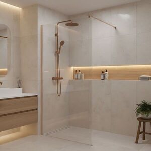 REA/S Sprchová zástěna Flexi Transparent / Brush Copper 70 KPL-K99368 obraz