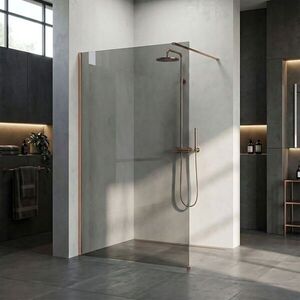 REA/S Sprchová zástěna Flexi Grey / Brush Copper 130 KPL-K99381 obraz