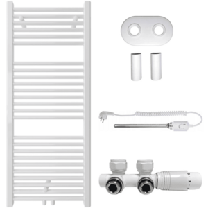 CERANO Koupelnový radiátorový set Lincoln kombinované vytápění, termo tyč středové připojení 50 mm 300W bílá lesklá 1200x500 mm CER-663370 obraz