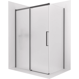 CERANO Sprchový kout Lantono levá 8 mm Soft-Close černá matná, mléčné sklo 120x100 posuvný CER-665251 obraz