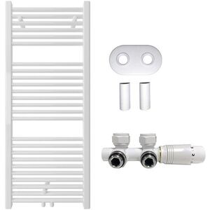 CERANO Koupelnový radiátorový set Lincoln ústřední vytápění středové připojení 50 mm 366W bílá lesklá 1200x500 mm CER-663406 obraz