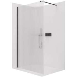 CERANO Sprchová zástěna Walk-in Onyx Cube L/P 8 mm hranatá vzpěra černá matná, rýhované sklo 160x200 CER-8050BD574 obraz