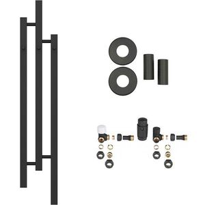 CERANO Koupelnový radiátorový set Fabiano ústřední vytápění boční připojení 251W černá matná 1200x220 mm CER-523044 obraz