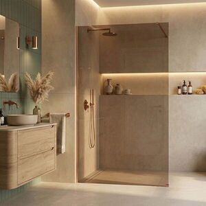 REA/S Sprchová zástěna Flexi Brown / Brush Copper 90 KPL-K99573 obraz