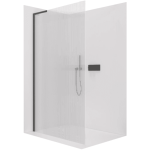 CERANO Sprchová zástěna Walk-in Onyx L-levá vzpěra 8 mm černá matná, rýhované sklo 160x200 CER-8050BD774 obraz