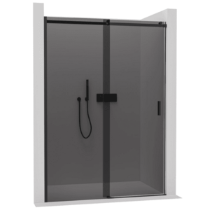 CERANO Sprchové posuvné dveře Santoro L/P 8 mm černá matná, grafitové sklo 160x195 CER-537442 obraz