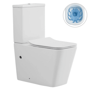 CERANO WC kombi Forte, Rimless bezokrajové splachování + Slim/SoftClose sedátko spodní/zadní odpad bílá lesklá 64x36 CER-538765 obraz