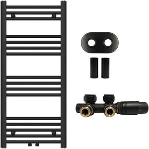 CERANO Koupelnový radiátorový set Benito ústřední vytápění středové připojení 50 mm 343W černá matná 1000x450 mm CER-652109 obraz