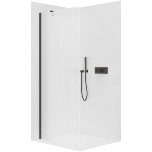 CERANO Sprchová zástěna Walk-in Onyx Y L/P 8 mm černá matná, rýhované sklo 160x200 CER-8050BD1158 obraz