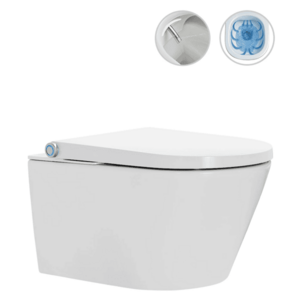 CERANO WC závěsné s integrovaným elektronickým bidetem Cronus Standard, Vortex Rimless 180° + SoftClose sedátko bílá lesklá 59, 3x38, 4 CER-545632 obraz
