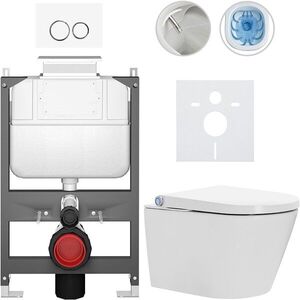 CERANO Závěsné WC s bidetem Basic/Cronus Standard bílá lesklá WC tlačítko Dualo/Bílá ovládání shora předstěnová instalace 59, 3x38, 4 CER-8050BD86420 obraz