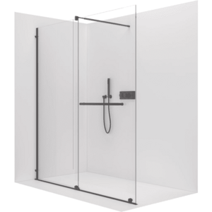 CERANO Sprchová zástěna Walk-in Medin L/P 8 mm černá matná, transparentní sklo 160x195 dvoudílná posuvná CER-478021 obraz