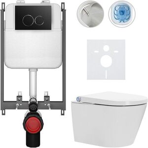 CERANO Závěsné WC s bidetem Basic/Cronus Standard bílá lesklá WC tlačítko Dualo/Černá pro zazdění 59, 3x38, 4 CER-8050BD86426 obraz