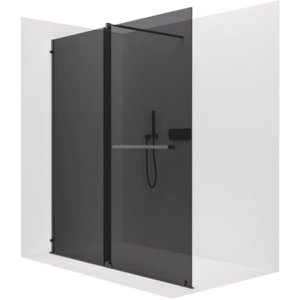 CERANO Sprchová zástěna Walk-in Medin L/P 8 mm černá matná, grafitové sklo 140x195 dvoudílná posuvná CER-478048 obraz