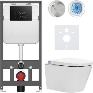 CERANO Závěsné WC s bidetem Basic/Cronus Standard bílá lesklá WC tlačítko Dualo/Černá závěsné předstěnová instalace 59, 3x38, 4 CER-8050BD86428 obraz
