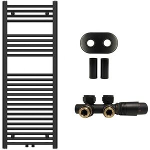 CERANO Koupelnový radiátorový set Benito ústřední vytápění středové připojení 50 mm 477W černá matná 1200x450 mm CER-744677 obraz
