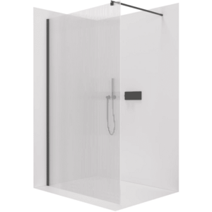 CERANO Sprchová zástěna Walk-in Onyx Round L/P 8 mm kulatá vzpěra černá matná, rýhované sklo 160x200 CER-8050BD310 obraz