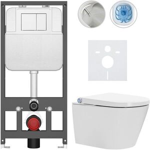 CERANO Závěsné WC s bidetem Basic/Cronus Standard bílá lesklá WC tlačítko Maxio/Bílá závěsné předstěnová instalace 59, 3x38, 4 CER-8050BD86438 obraz