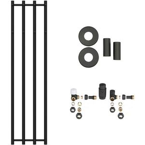 CERANO Koupelnový radiátorový set Bertini ústřední vytápění boční připojení 380W černá matná 1400x351 mm CER-460508 obraz