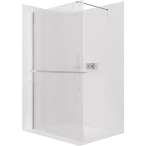 CERANO Sprchová zástěna Walk-in Onyx Cube L/P 8 mm + polička/držák na ručníky hranatá vzpěra chrom, rýhované sklo 160x200 CER-8050BD666 obraz