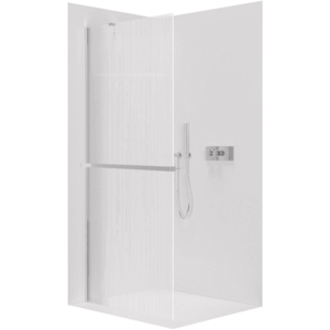 CERANO Sprchová zástěna Walk-in Onyx Y L/P 8 mm + polička/držák na ručníky chrom, rýhované sklo 160x200 CER-8050BD1314 obraz