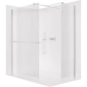CERANO Sprchová zástěna Walk-in Onyx T L/P 8 mm hranatá vzpěra + polička/držák na ručníky chrom, rýhované sklo 160x120x200 CER-8050BD4402 obraz