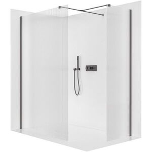 CERANO Sprchová zástěna Walk-in Onyx T L/P 8 mm hranatá vzpěra černá matná, rýhované sklo 160x90x200 CER-8050BD3013 obraz