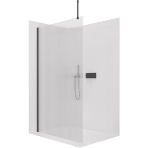 CERANO Sprchová zástěna Walk-in Onyx Top Round L/P 8 mm kulatá vzpěra černá matná, rýhované sklo 160x200 CER-8050BD1575 obraz