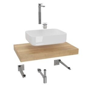 Koupelnová sestava SAT s deskou pod umyvadlo Dolce 80x8x50 cm dub halifax KSETDO5 KSETDO5 obraz