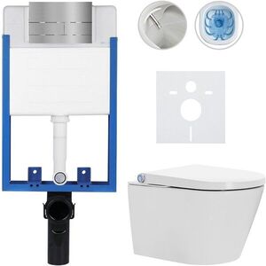 CERANO Kompletní WC set Profi/Cronus Standard bílá lesklá WC tlačítko Line/Nerez pro zazdění 59, 3x38, 4 CER-287438 obraz