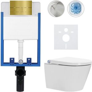 CERANO Kompletní WC set Profi/Cronus Standard bílá lesklá WC tlačítko Line/Zlatá pro zazdění 59, 3x38, 4 CER-314374 obraz